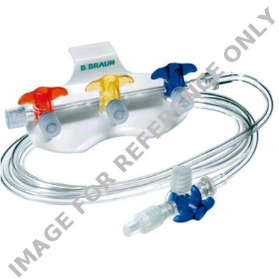 <p>Discofix® C Hahnbank 3-fach mit Verlängerung 150 cm, Dreiweghahn, blau</p>-null