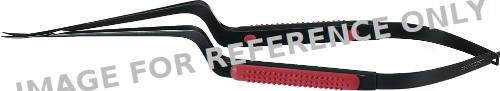 SENSATION, Noir® Micro Scissors, curved upwards, bayonet-shaped, sharp/sharp, 195 mm (7 3/4"), round handle, red-null