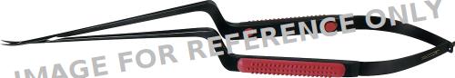 Noir®, SENSATION Micro Scissors, curved upwards, bayonet-shaped, sharp/sharp, 215 mm (8 1/2"), round handle, red-null