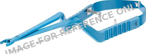 Yasargil® Clip-Anlegezange, standard, blau, bajonettförmig, gerade, 220 mm (8 3/4"), Arb.länge: 90 mm, zu verw. mit Titan-Standard-Clips-null