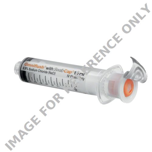 <p>Omniflush<sup>®</sup> avec SwabCap<sup>®</sup></p>-<p>Seringue de rinçage préremplie de sérum physiologique avec SwabCap<sup>®</sup> intégré</p>